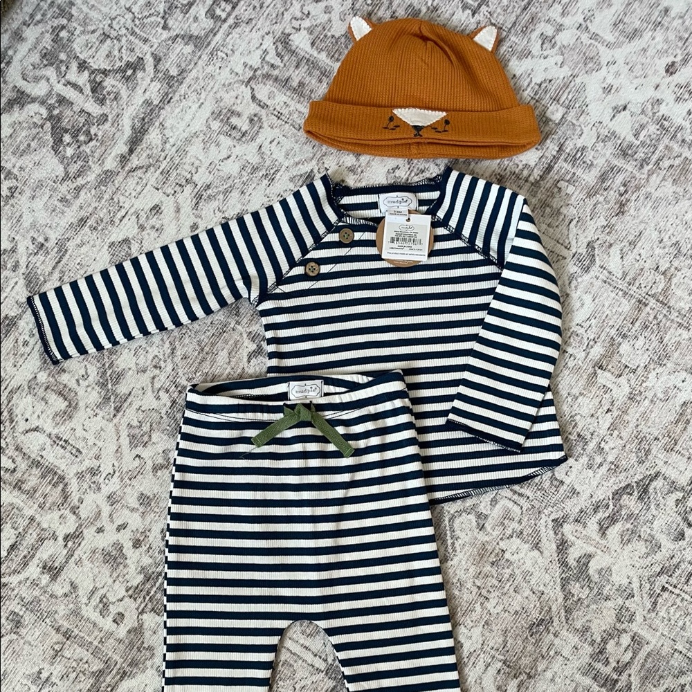 Mud pie baby striped outfit